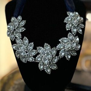 Statement Crystal Floral Cluster Necklace
